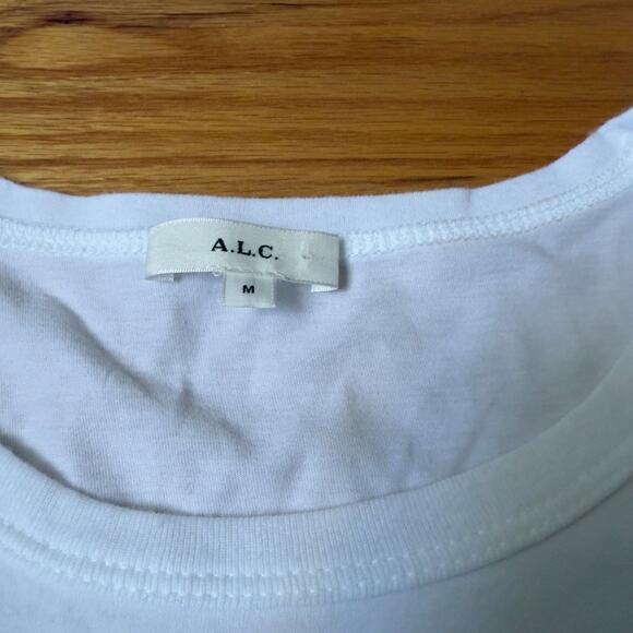 A.L.C. Kora Tee Exaggerated Puff Sleeve T-Shirt White Soft Jersey Size M - Picture 4 of 6